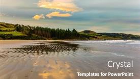  Presentation with fancy - Presentation theme consisting of sunset-over-the-ocean-delicate background and a coral colored foreground