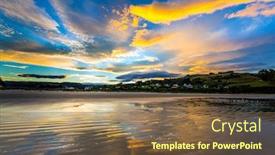  Presentation with ripples - Beautiful slides featuring sunset-over-the-ocean-evening backdrop and a tawny brown colored foreground