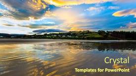  Presentation with pacific island - Presentation consisting of sunset-over-the-ocean-evening background and a tawny brown colored foreground