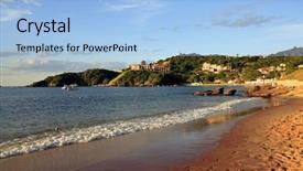  Presentation with brazil - Audience pleasing slide set consisting of sunset over the praia dos ossos in the beautiful typical brazilian city of buzios near rio de janeiro in brazil backdrop and a light blue colored foreground