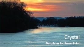  Presentation with sun rising over north america - Theme with sunset over the sacramento river background and a seafoam green colored foreground