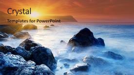  Presentation with sunset - Slide set with sunset over the sea hdr background and a red colored foreground