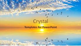  Presentation with sea sun - Slide set enhanced with sunset-over-the-sea background and a  colored foreground