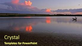  Presentation with symmetrical - Audience pleasing presentation theme consisting of sunset over water with low clouds and symmetrical reflections backdrop and a wine colored foreground