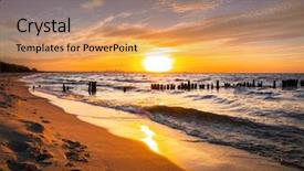  Presentation with sea and beach - Colorful slide deck enhanced with sunset ovet the baltic sea backdrop and a coral colored foreground