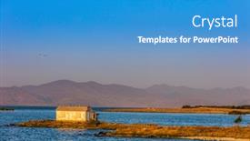  Presentation with armenia - Colorful presentation theme enhanced with sunset-panorama-landscape-of-lake backdrop and a teal colored foreground