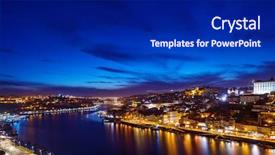  Presentation with nighttime - Amazing theme having sunset panoramic view at nighttime backdrop and a dark gray colored foreground