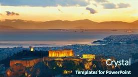  Presentation with hill - Presentation theme enhanced with sunset parthenon and herodium construction background and a ocean colored foreground