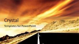  Presentation with road light - Amazing slide set having sunset road - straight road ahead backdrop and a yellow colored foreground