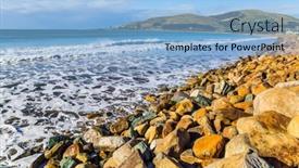  Presentation with tourism - PPT theme featuring sunset-rocky-and-stone-shores background and a light blue colored foreground