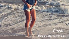  Presentation with walking young wild jaguar - Beautiful PPT layouts featuring sunset sandy beach summer lower backdrop and a gray colored foreground