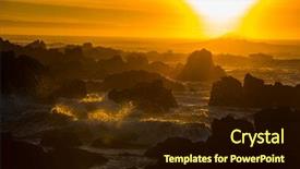  Presentation with ocean wave - Cool new PPT theme with sunset scene background yellow orange backdrop and a wine colored foreground