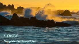  Presentation with ocean wave - Amazing presentation design having sunset scene background yellow orange backdrop and a ocean colored foreground