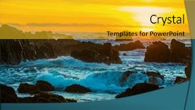  Presentation with ocean wave - Cool new PPT layouts with sunset scene background yellow orange backdrop and a gold colored foreground