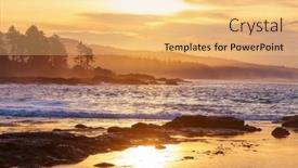  Presentation with sunset beach - Presentation consisting of sunset-scene-in-a-ocean background and a yellow colored foreground