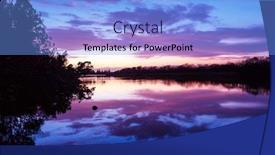  Presentation with sunset - Amazing presentation theme having sunset-scene-on-the-lake backdrop and a light blue colored foreground