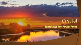  Presentation with sunset - Colorful PPT layouts enhanced with sunset-scene-on-the-lake backdrop and a tawny brown colored foreground