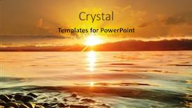  Presentation with sunset - Cool new PPT theme with sunset-scene-on-the-lake backdrop and a gold colored foreground