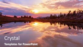  Presentation with scene - Amazing PPT layouts having sunset-scene-on-the-lake backdrop and a coral colored foreground