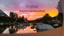  Presentation with scene - Presentation design consisting of sunset-scene-on-the-lake background and a light blue colored foreground