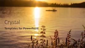  Presentation with sunset - Presentation enhanced with sunset-scene-on-the-lake background and a  colored foreground