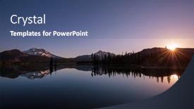  Presentation with scene - Presentation design having sunset-scene-on-the-lake background and a ocean colored foreground
