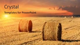  Presentation with hay field - Slide deck consisting of sunset scene with hay roll background and a coral colored foreground
