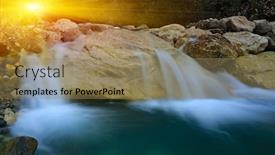  Presentation with scene - Audience pleasing PPT layouts consisting of sunset-scene-with-small-waterfall backdrop and a coral colored foreground