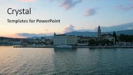  Presentation with croatia split - Slide deck with moving crowd and escalator indoor modern design note slight blurriness best at smaller sizes background and a light gray colored foreground