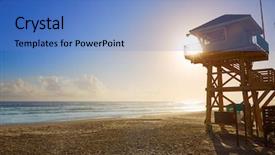  Presentation with florida beach - Theme with sunset sea flag - daytona beach in florida baywatch background and a teal colored foreground