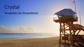  Presentation with orlando florida usa downtown city - Slide deck consisting of sunset sea flag - daytona beach in florida baywatch background and a light blue colored foreground