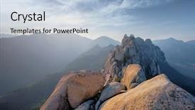  Presentation with rock stone - Beautiful slide deck featuring sunset seoraksan national park backdrop and a light blue colored foreground