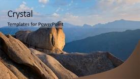  Presentation with rock stone - Colorful slide set enhanced with sunset seoraksan national park backdrop and a light blue colored foreground