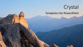  Presentation with rock stone - Presentation theme featuring sunset seoraksan national park background and a light blue colored foreground