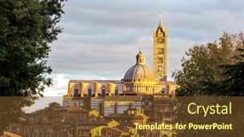  Presentation with gothic cathedral - Amazing PPT layouts having sunset-siena-cathedral-duomo-important backdrop and a tawny brown colored foreground