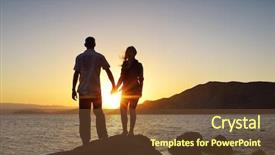  Presentation with nurse and patient holding hands - Presentation theme consisting of sunset silouhette - girl and boy holding hands background and a tawny brown colored foreground