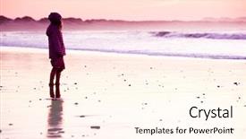  Presentation with ocean - Presentation with sunset silouhette - little girl standing background and a  colored foreground