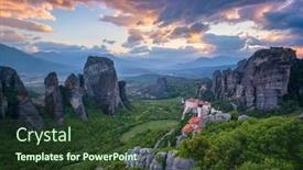  Presentation with monastery - PPT theme enhanced with sunset-sky-and-monastery background and a tawny brown colored foreground