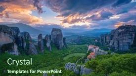  Presentation with sky sun - Theme featuring sunset-sky-and-monastery and a tawny brown colored foreground