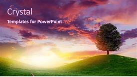  Presentation with lonely - Slides having sunset-sky-beautiful-hills background and a violet colored foreground