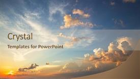  Presentation with multicolor - Cool new theme with sunset sky with multicolor clouds backdrop and a lemonade colored foreground