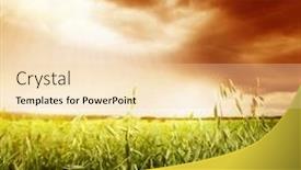  Presentation with light rays - PPT theme consisting of sunset-sky-with-rays background and a lemonade colored foreground