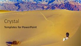  Presentation with sand dunes - Slide deck enhanced with sunset-slender-woman-tourist background and a gold colored foreground