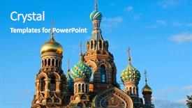  Presentation with blood - Cool new presentation design with sunset st petersburg russia backdrop and a teal colored foreground