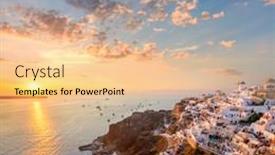  Presentation with greek architecture - Beautiful presentation design featuring sunset-sun-view-of-popular backdrop and a lemonade colored foreground