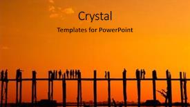  Presentation with black people trying to cross a broken bridge for peace - PPT layouts consisting of sunset sunrise cross shadow - people walking by u bein background and a gold colored foreground