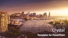  Presentation with sydney - Beautiful PPT theme featuring sunset-sydney-harbor-new-south backdrop and a tawny brown colored foreground