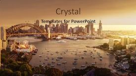  Presentation with sydney - PPT theme consisting of sunset-sydney-harbor-new-south background and a coral colored foreground