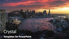  Presentation with sydney - Colorful PPT theme enhanced with sunset-sydney-harbor-new-south backdrop and a dark gray colored foreground