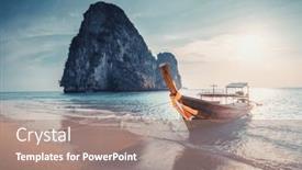  Presentation with krabi - Slide deck with sunset-time-ao-phra-nang background and a coral colored foreground